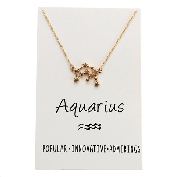 AQUARIUS CONSTELLATION CARD NECKLACE - Picture 1 of 1